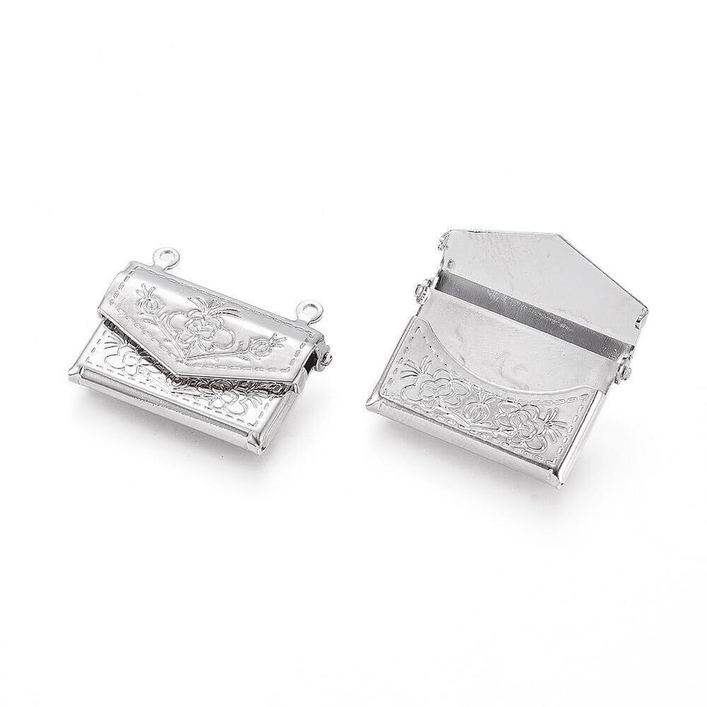 1641 10Pcs Envelope Locket Pendants Antique Message Love Letter Photo Frame